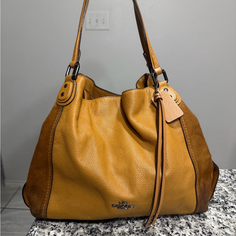 Coach Mustard and Brown Leather Hobo Bag